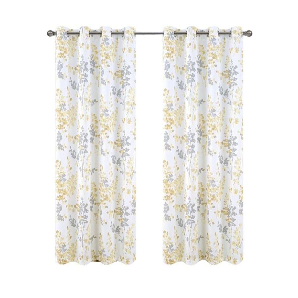 Aiden Printed Textured Grommet Window Curtain Panel 54" x 84" - Bright Yellow